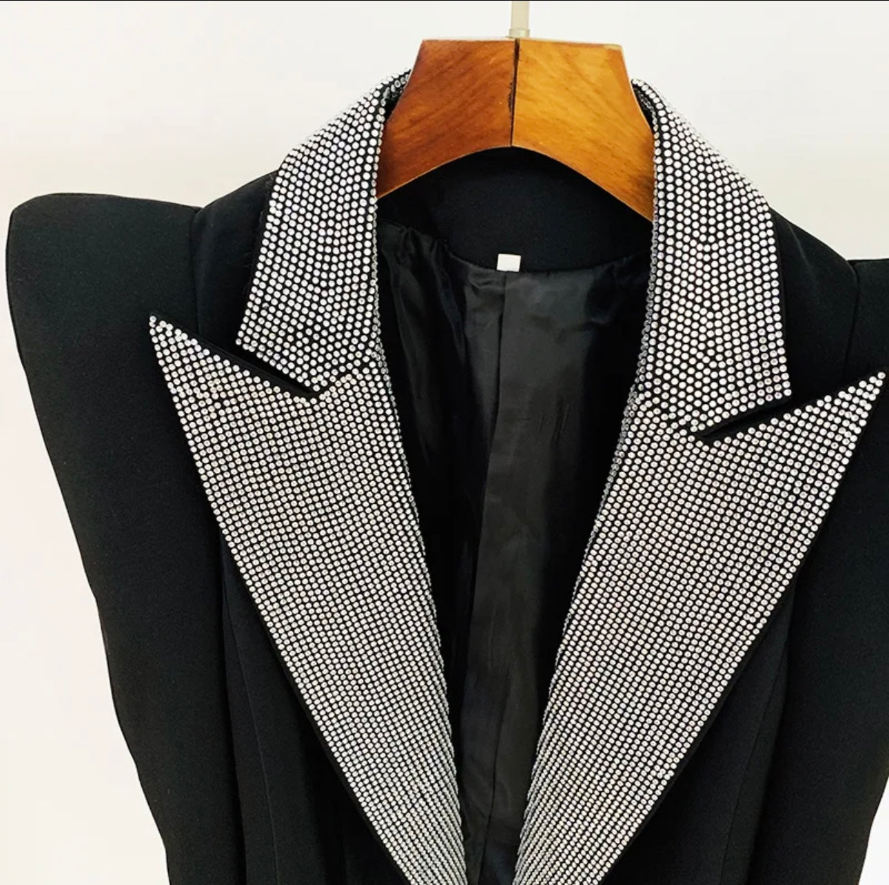 Stylish blazer Peak Shoulder Strass Diamonds Beaded