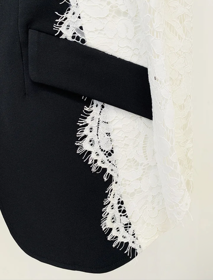 Contrasting Lace Patchwork Blazer