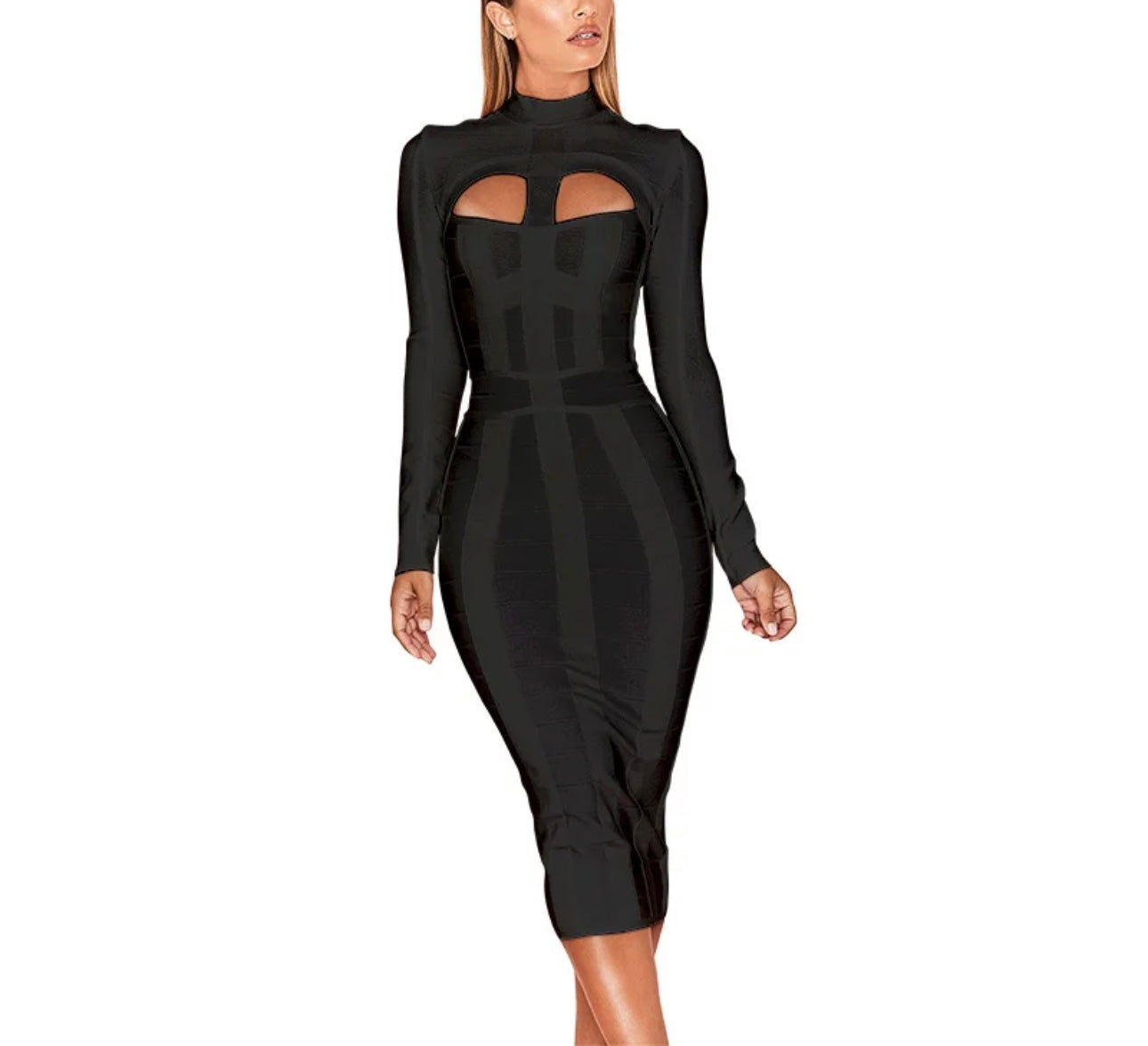 Hole Cut Out Black Bodycon