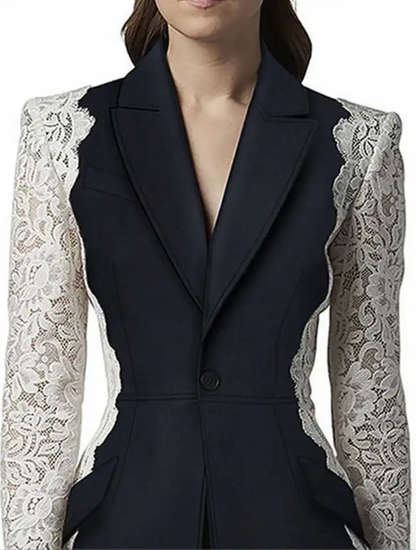 Contrasting Lace Patchwork Blazer