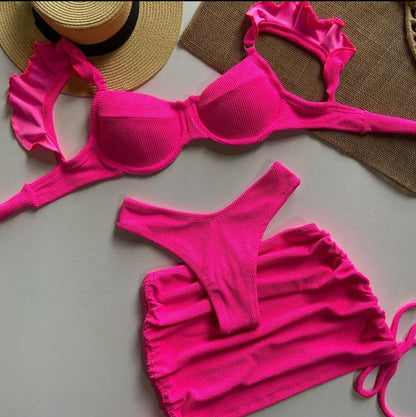 Push Up Ruffle Three Pieces bikini