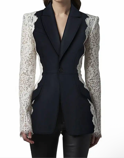 Contrasting Lace Patchwork Blazer