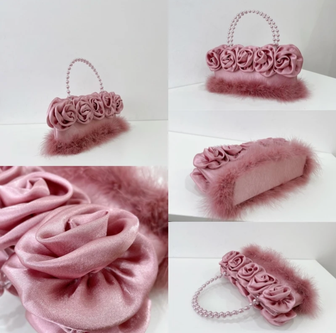 Elegant Ostrich Feather Women Handbag