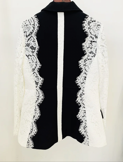 Contrasting Lace Patchwork Blazer