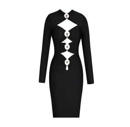 Women Full Sleeve Hollow Bodycon Bandage Dress