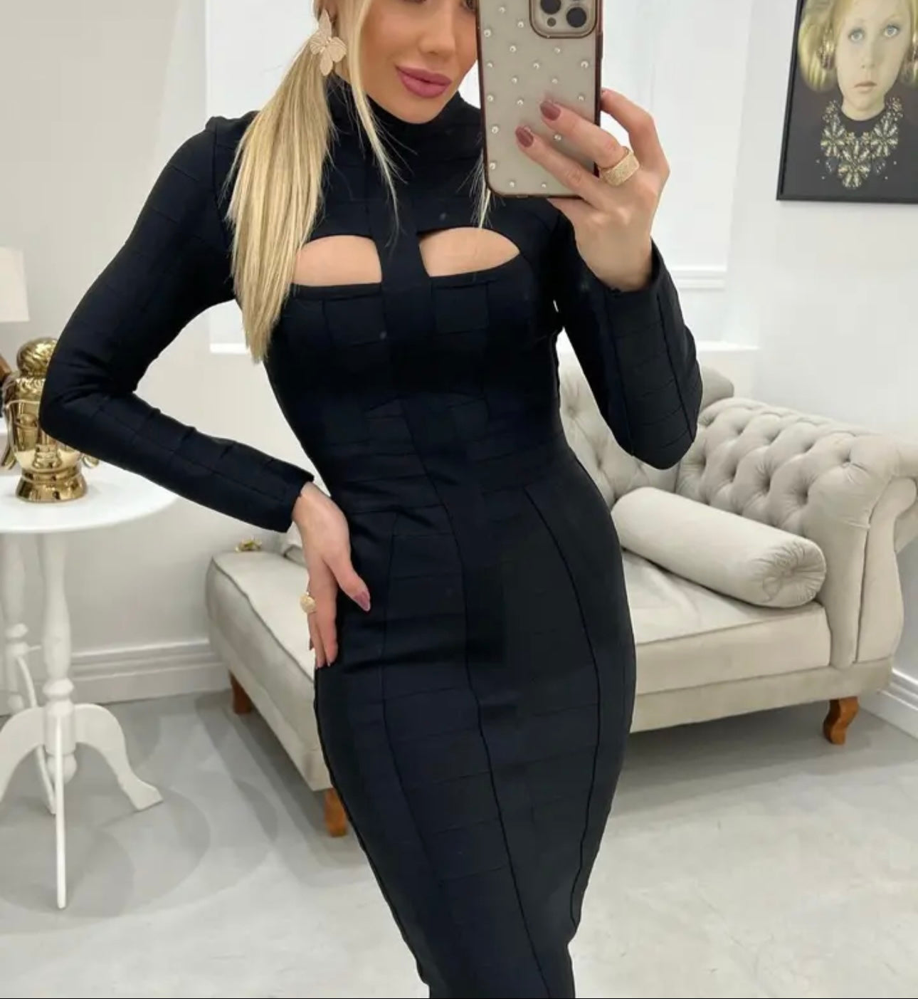 Hole Cut Out Black Bodycon