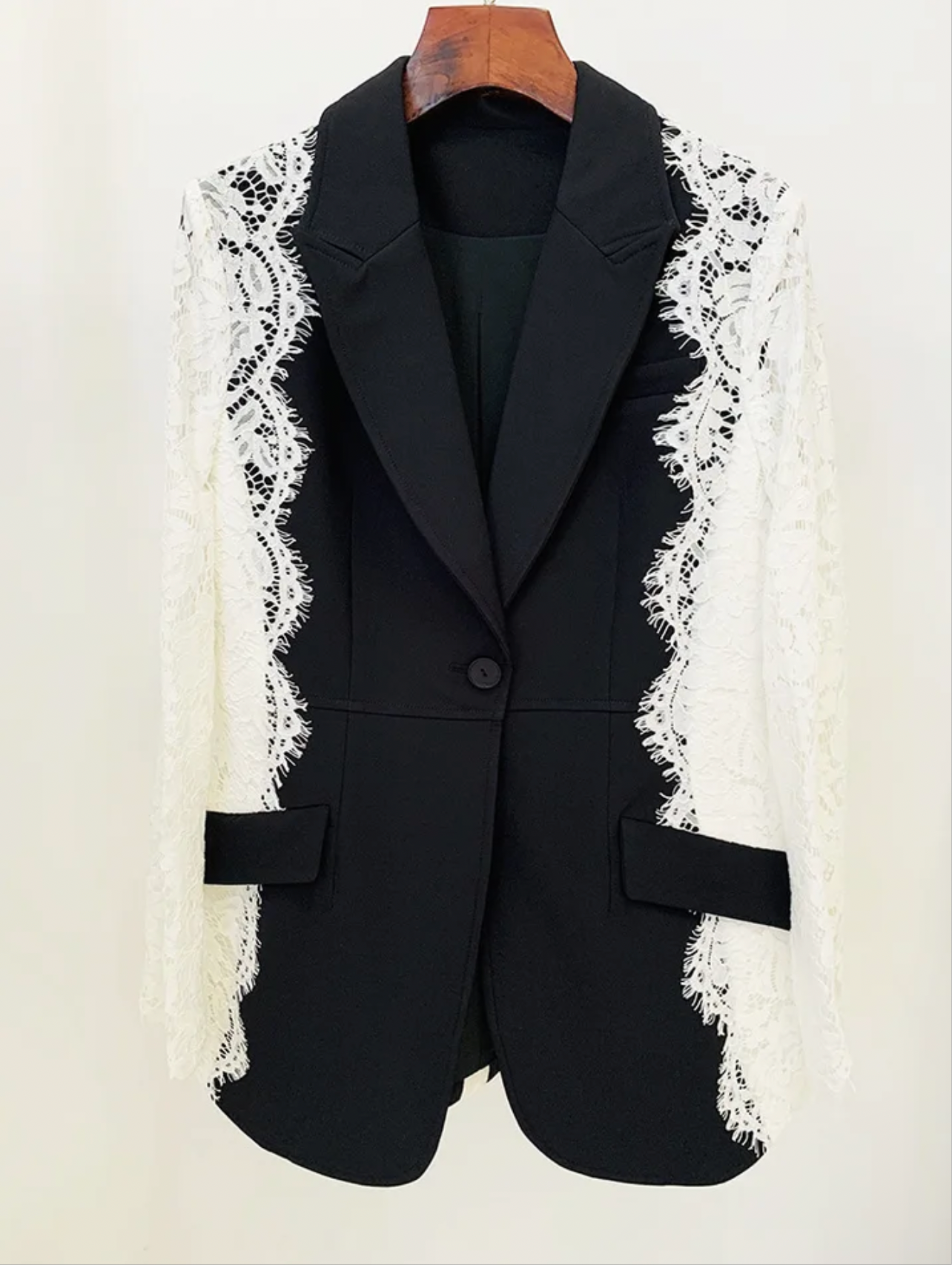 Contrasting Lace Patchwork Blazer