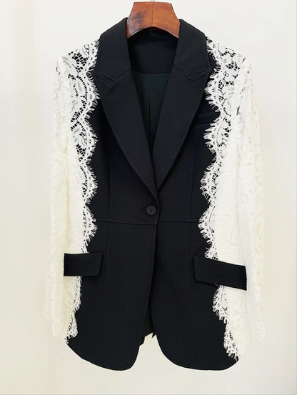 Contrasting Lace Patchwork Blazer