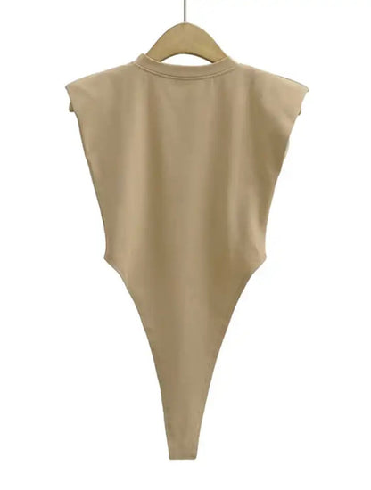 Sexy tops  Summer one-pieces bodycon bodysuit padded shoulder