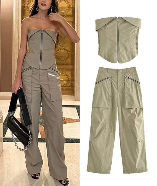 Cargo Set Zipper Strapless