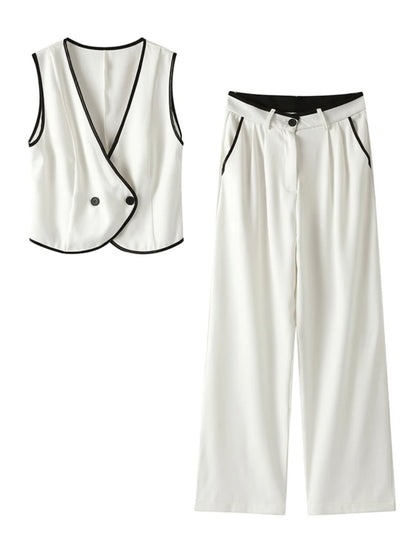 V Neck Vest Pants Sets